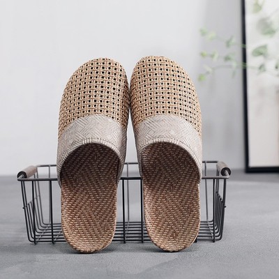 New Men's Summer Shoes Slippers Linen Woven Breathable Non-slip Sandals Mules