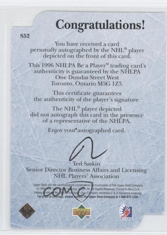 1995-96 Upper Deck Be a Player Die-Cut Auto Randy McKay #S52 Auto - Image 2 of 2