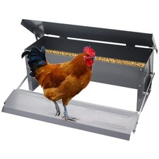5L Automatic Chicken Feeder Poultry Treadle Galvanized Steel Trough for Roosters