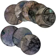 Terrain Crate: Neoprene Objective Templates ‘Grimdark’ 40mm + 6″ diameter