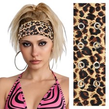 Punk Hollow Leopard Headband for Women Y2K Wide Grommet Hairband Punk Grunge