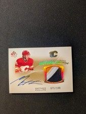 2021-22 SP AUTHENTIC FUTURE WATCH ROOKIE AUTO PATCH FLAMES MATTHEW PHILLIPS /100