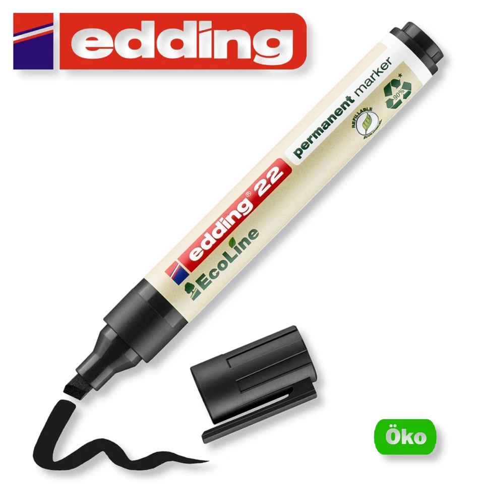 Edding 22 schwarz Permanent Marker EcoLine Stift wasserfest - Bild 1 von 2