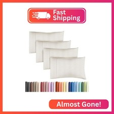 King Standard Pillow Cases Set of 4 - Pillowcase Covers - Beige Stripes