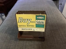 VTG "Buy Salem Cigarettes" Wall Mount/ Counter Top Pressed-Tin Match Holder