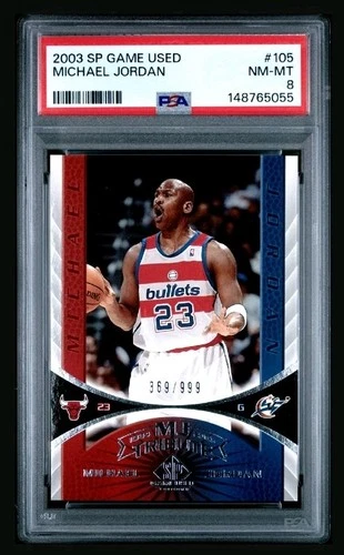 2003 SP GAME USED #105 Michael Jordan Washington Bullets CARD PSA 8 NM #/999