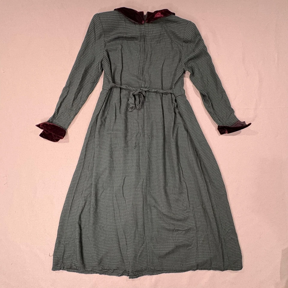 Vestido vintage Jessica Howard para mujer 16 verde pata de gallo terciopelo Peter Pan años 90 Foto 2 de 4