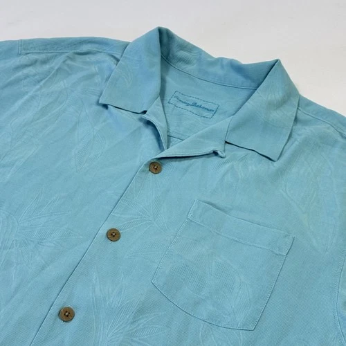 Tommy Bahama Shirt Mens Large Blue Silk Jacquard H