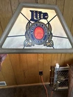 SHARP VINTAGE 1984 MILLER LITE BEER STAINED GLASS LOOK CEILING LIGHT UP SIGN