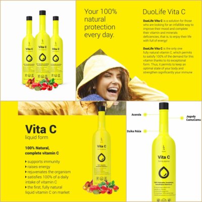 DuoLife, VITA C Witamina C, 3x750ml, + 1 gratis, großer Ausverkauf