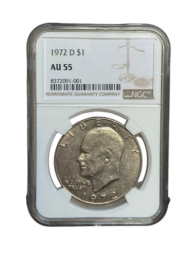 1972 D $1 - Eisenhower Dollar - NGC AU55 #8372091-001