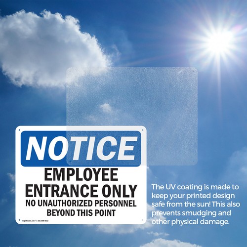 (2 Pack) Employee Entrance Only OSHA Notice Sign Decal Metal Plastic - Imagen 7 de 23