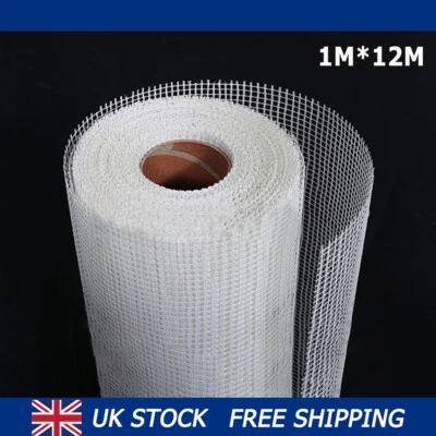 1 Roll Fibreglass Mesh 160G/m2 for Plaster Rendering Crack Repair 12M Length - Image 1 of 4