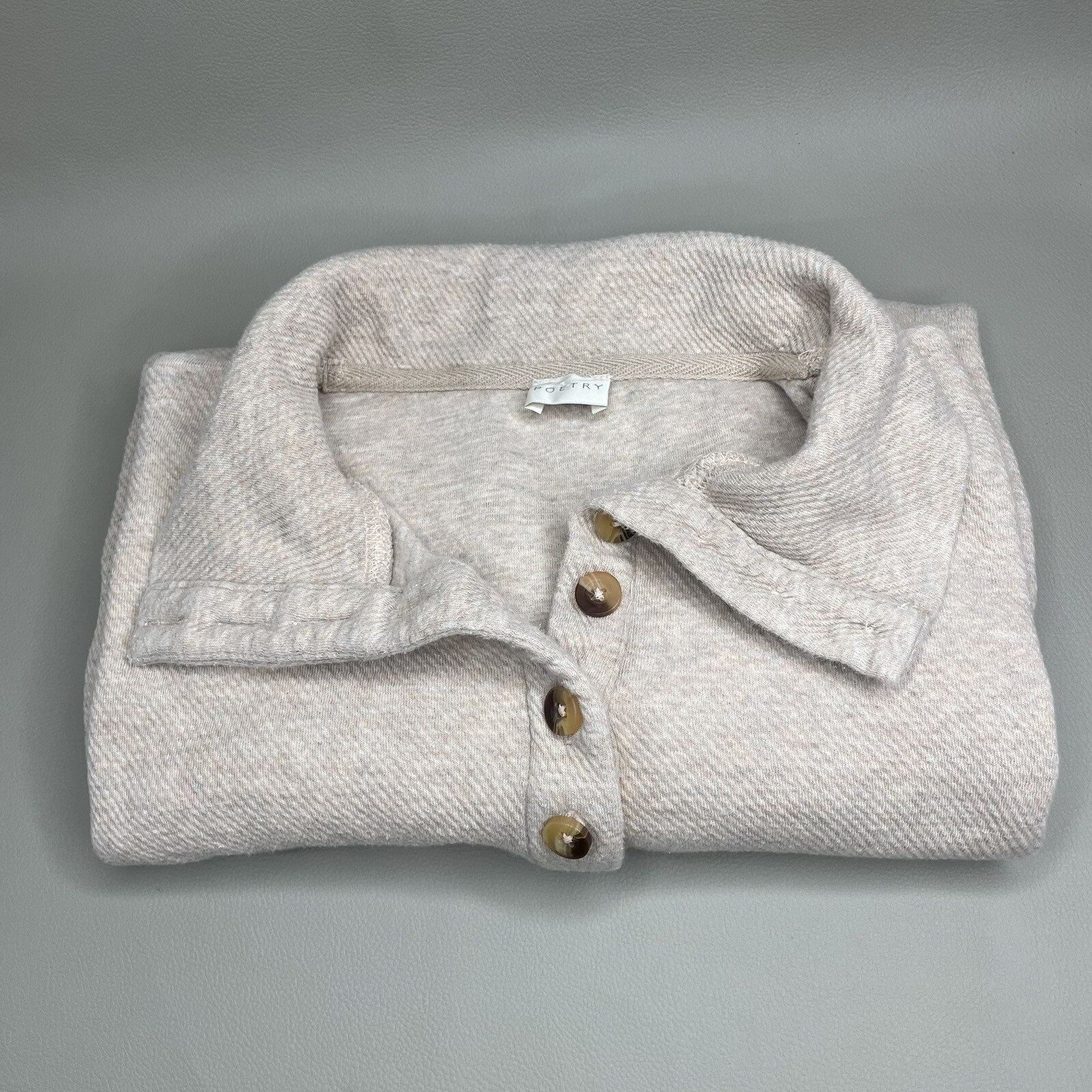 Euc Poetry button neck midweight pullover womens … - image 8