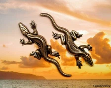 #4183 LARGE ANTIQUED GOLD LIZARD COMPONENT - 2 Pc Lot