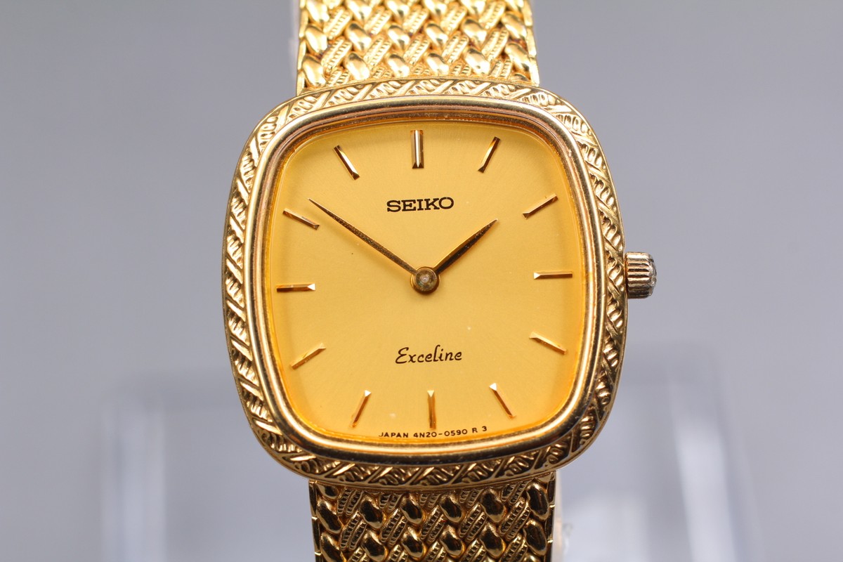 Vintage 1990 Seiko Exceline 4N20-5160 Gold Square Quartz Vintage 1990 Seiko Exceline 4N20-5160 Gold Square Quartz