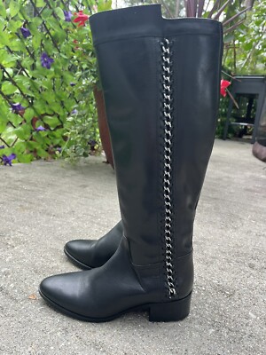 New Fabianelli Women Sz 7 (38) Leather Riding Boots Knee High Zip Made In Italy