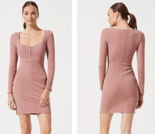 ASTR The Label Sweater Dress Henley Ribbed Size Medium Blush Pink Long Sleeve