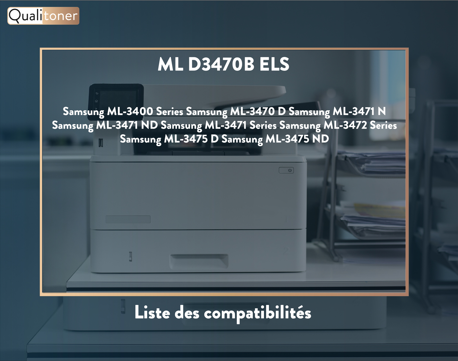 Pack de 4 toners MLD3470B ELS Qualitoner compatible Samsung pour documents professionnels nets