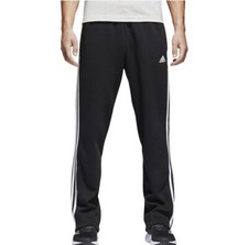Adidas Essentials Men's Black 3-Stripe Fleece Open Hem Pants BK7427 Size Small