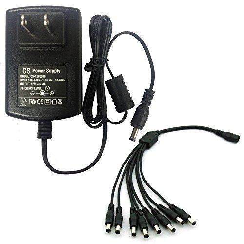 AC 100-240V to DC 12V 3A Power Supply Adapter with 8 Way Splitter Cable for CCTV - Picture 1 of 6