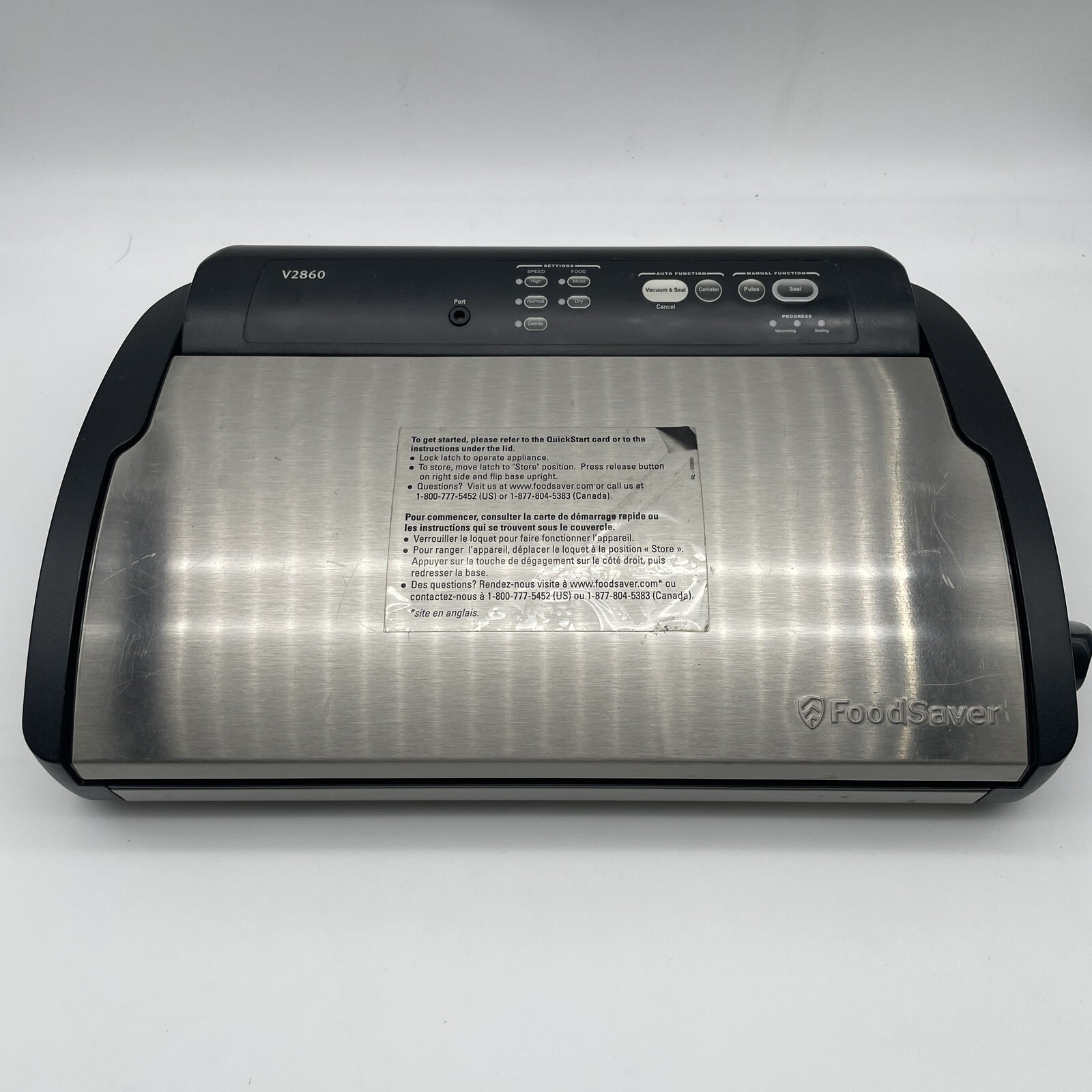 FoodSaver V2860 Stainless Steel Vacuum Sealer Tested Working Unit Only