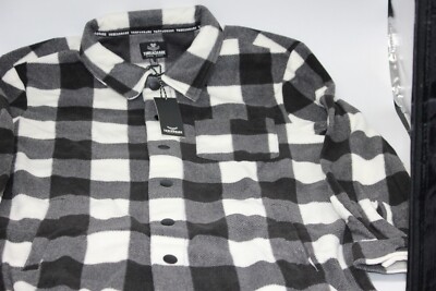 Threadbare Borg Button Up Check Overshirt Shacket In Black and White Size L