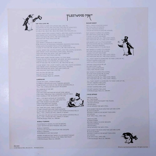 FLEETWOOD MAC "Self Titled" w/insert First Press 1975 MS 2225 LP Vinyl Record - Picture 7 of 11