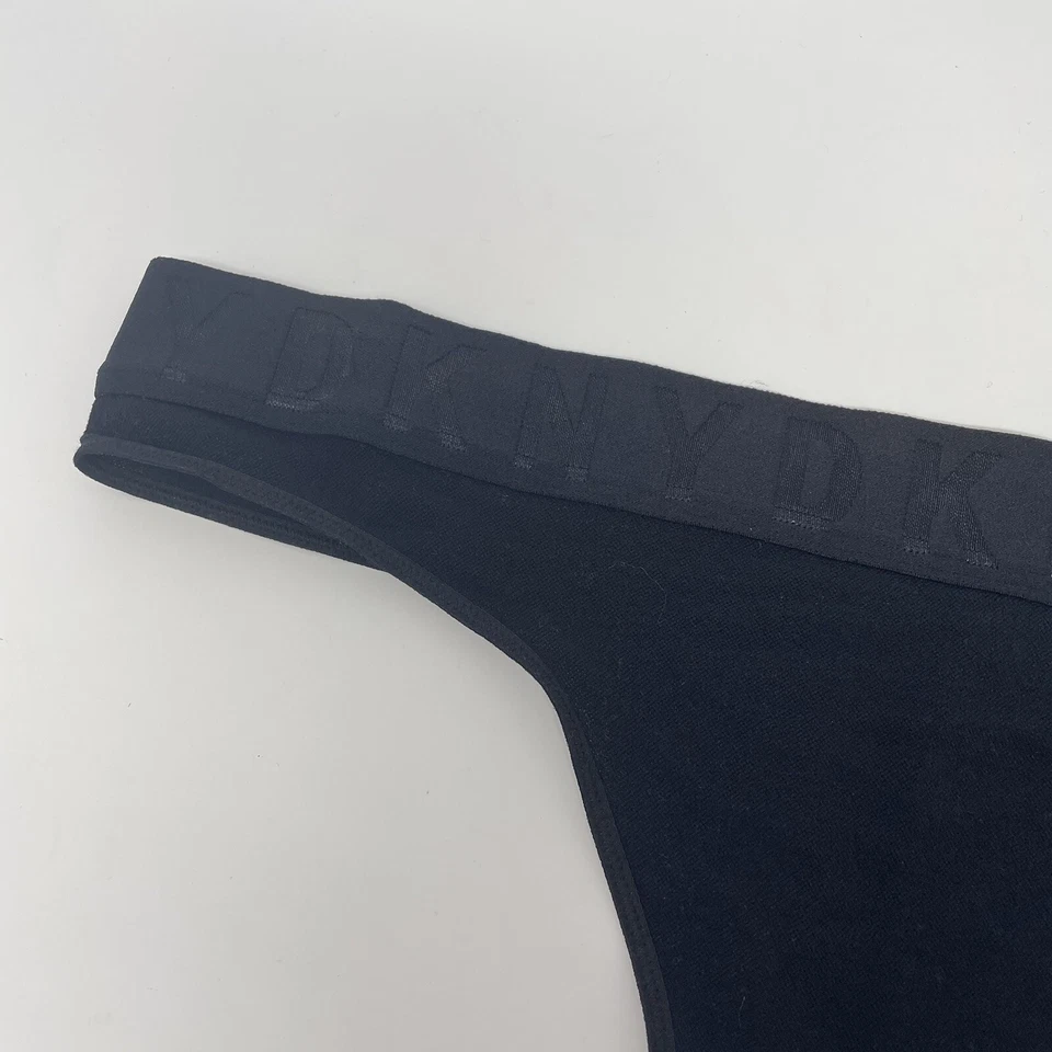 全新带标签 DKNY 网眼线丁字裤内裤风格黑色 XL 码厚标志腰带 — 第 3/4 张图片