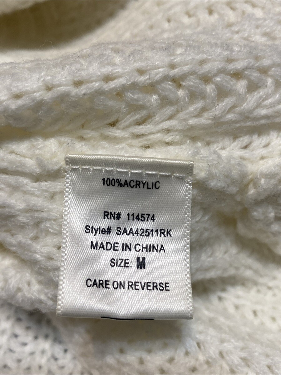 Am Ro & De Knit Sweater - Side Fringe Long Sleeve White Women's Sz