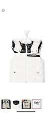 NWT NEW Moncler white/ Black puffer vest with logo and hood 12/18M