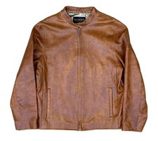 Golden Bear Sportswear Whiskey Brown Leather Cafe Moto Jacket Women’s Sz S