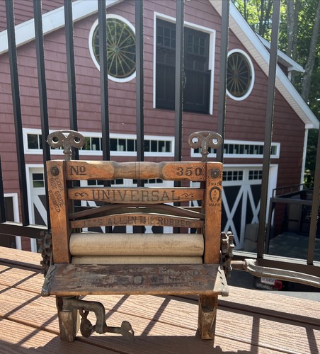 Antique Wood Horse Shoe Clothes Wringer Universal Advertising Patented 1899