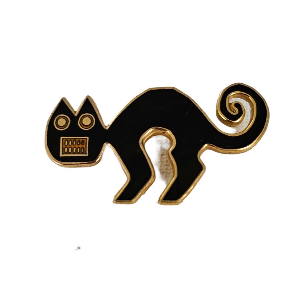 MMA Metropolitan Museum Of Art Black Enamel Cat Brooch Pin, Signed