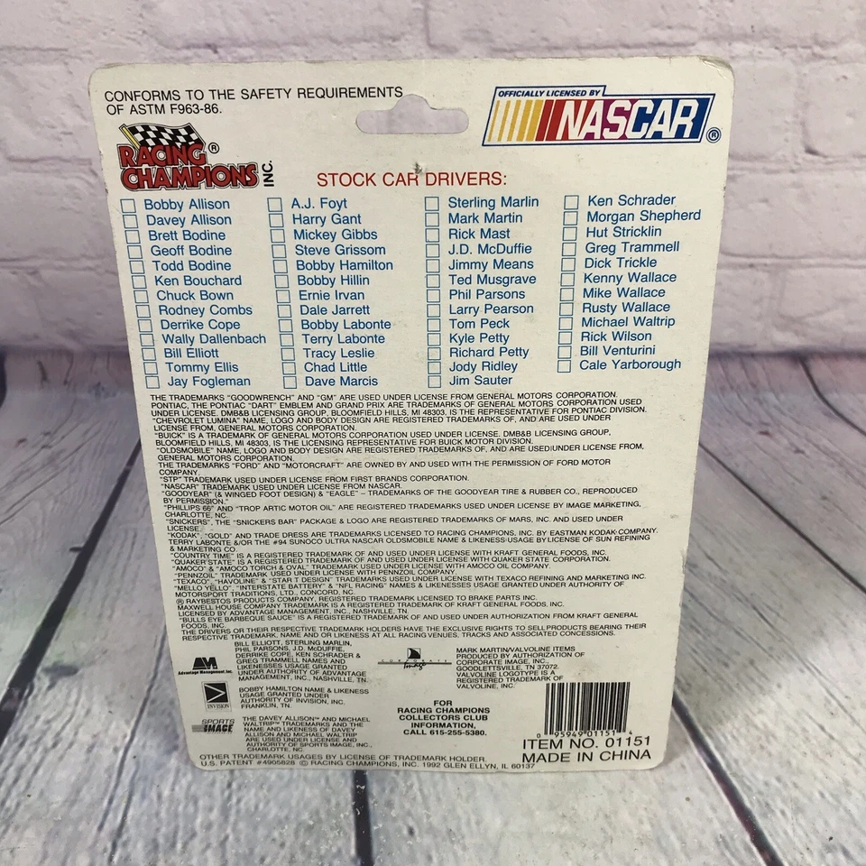 1992 Racing Champions Nascar 1: 64 压铸汽车 Michael Waltrip #30 Pennzoil 复古 — 第 3/4 张图片