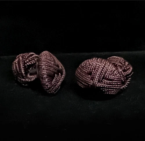 Prince of Scots Round Cap Silk Knot Cufflinks Solid Brown Mens Formal Set