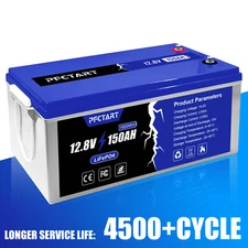 PFCTART 12V 150Ah LiFePO4 Lithium Battery for RV Off-grid Solar Camper Marine PV