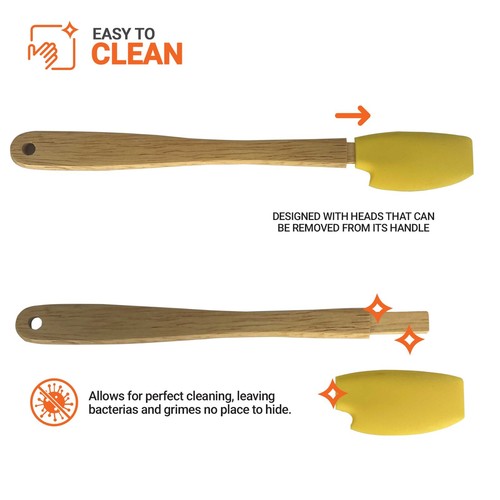 Spatula Cooking Utensils Silicone Mini Wood Handle Heat Resistant Nonstick - Picture 2 of 7