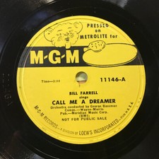 Bill Farrell - Call Me A Dreamer 0 10" MGM Records 11146 Very Good Plus (VG+)