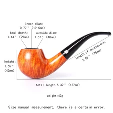 MUXIANG Handmade 9mm Briar Wood Tobacco Pipe Curved Stem Smooth Smoking Pipe 