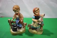 Vintage Ceramic Little German Boy & Girl matching set hand painted no chips