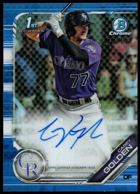 2019 Bowman Chrome CASEY GOLDEN "1ST BLUE REFRACTOR" Autograph Prospect #075/150