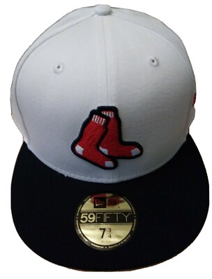 Boston Red Sox Hat New Era 59FIFTY Cap MLB Switch Visor Mens 7 3/4 White New USA