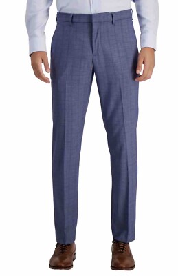 Perry Ellis Portfolio Mens Plaid Slim Fit Dress Pants Trousers