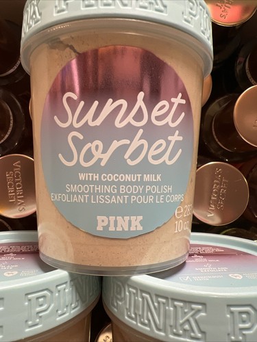 3 Pc Victoria’s Secret Pink Sunset Sorbet W/Coconut Milk Exfoliant 10 oz Lot New - Picture 2 of 2