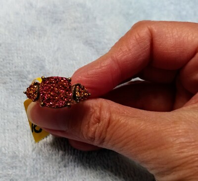 Sterling Silber Ring Rosegold Rosa und Orange Drusy. Größe 6