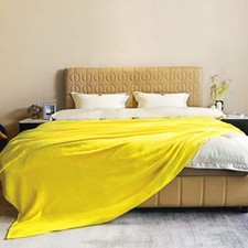 Fleece Blanket Queen Size 90 by 90 Inches Throw Blankets Queen 90" 90" Yellow