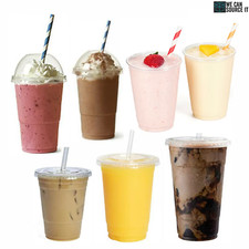 RPET Reusable Smoothie Milkshake Cups 20oz – Clear Disposable Dome/Flat/No Lids