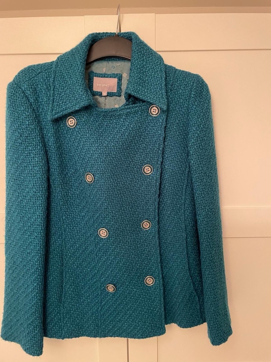 Ladies' M S Short peacock blue beautiful warm short coat, size