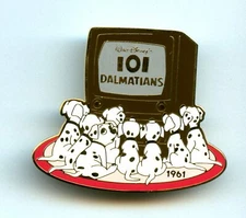 Disney Japan History of Art 101 Dalmatians Puppies Watching Television LE Pin